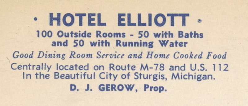 Hotel Elliott - Postcard Back